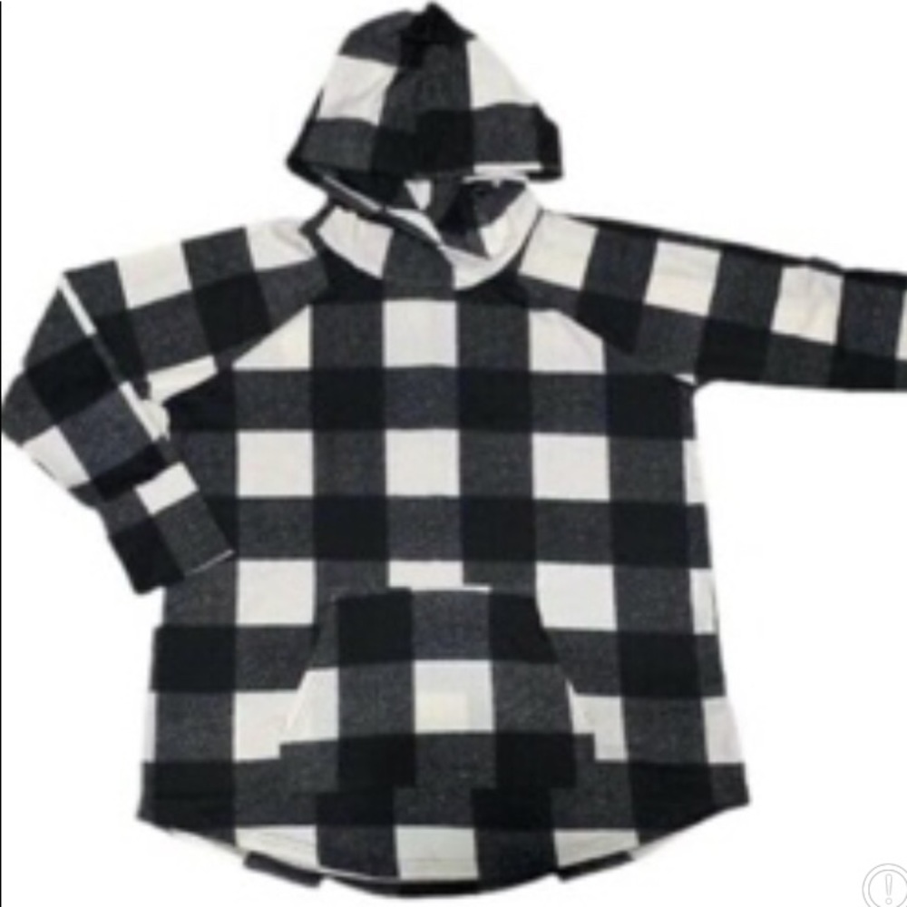 Lularoe 3XL Amber Hoodie Buffalo Plaid Black & White